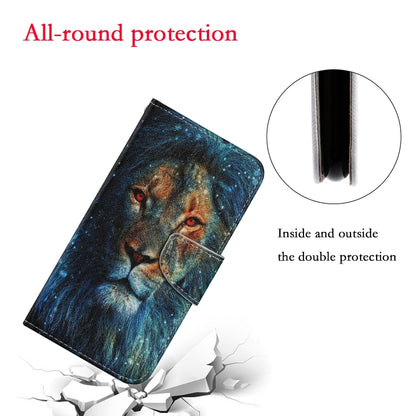 For Samsung Galaxy A22 5G Coloured Drawing Pattern Horizontal Flip PU Leather Case with Holder & Card Slots & Wallet & Lanyard(Lion) by buy2fix