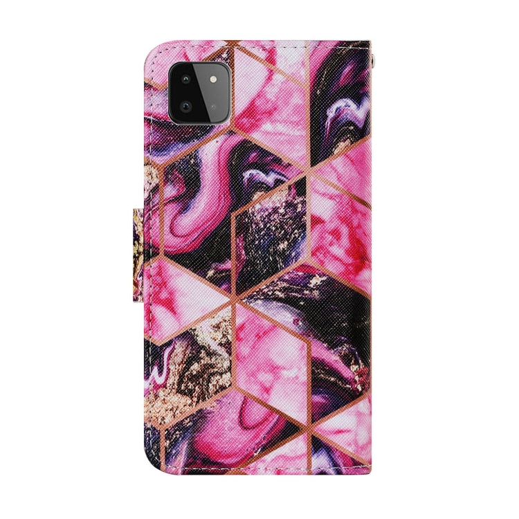 For Samsung Galaxy A22 5G Coloured Drawing Pattern Horizontal Flip PU Leather Case with Holder & Card Slots & Wallet & Lanyard(Purple Marble) by buy2fix