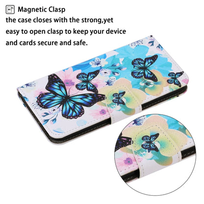 For Samsung Galaxy A22 5G Coloured Drawing Pattern Horizontal Flip PU Leather Case with Holder & Card Slots & Wallet & Lanyard(Purple Butterfly) by buy2fix