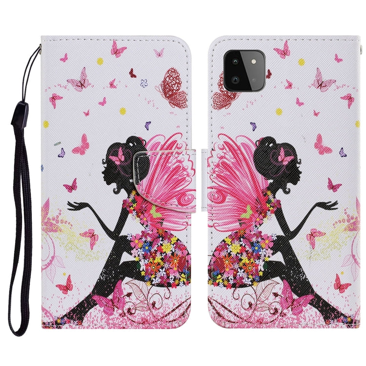 For Samsung Galaxy A22 5G Coloured Drawing Pattern Horizontal Flip PU Leather Case with Holder & Card Slots & Wallet & Lanyard(Dancing Girl) by buy2fix