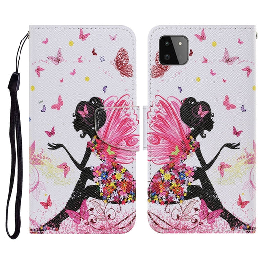 For Samsung Galaxy A22 5G Coloured Drawing Pattern Horizontal Flip PU Leather Case with Holder & Card Slots & Wallet & Lanyard(Dancing Girl) by buy2fix