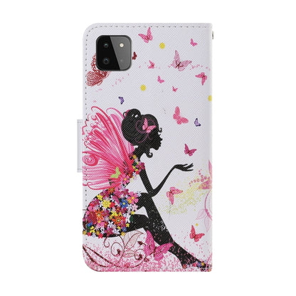 For Samsung Galaxy A22 5G Coloured Drawing Pattern Horizontal Flip PU Leather Case with Holder & Card Slots & Wallet & Lanyard(Dancing Girl) by buy2fix