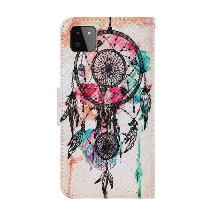For Samsung Galaxy A22 5G Coloured Drawing Pattern Horizontal Flip PU Leather Case with Holder & Card Slots & Wallet & Lanyard(Wind Chimes) by buy2fix