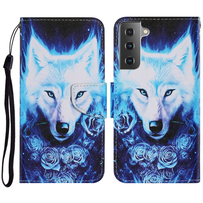 For Samsung Galaxy S21 FE Coloured Drawing Pattern Horizontal Flip PU Leather Case with Holder & Card Slots & Wallet & Lanyard(Rose Wolf) by buy2fix