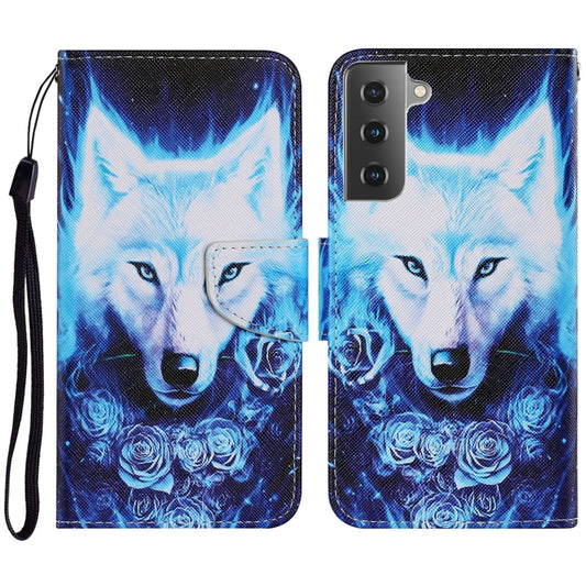 For Samsung Galaxy S21 FE Coloured Drawing Pattern Horizontal Flip PU Leather Case with Holder & Card Slots & Wallet & Lanyard(Rose Wolf) by buy2fix
