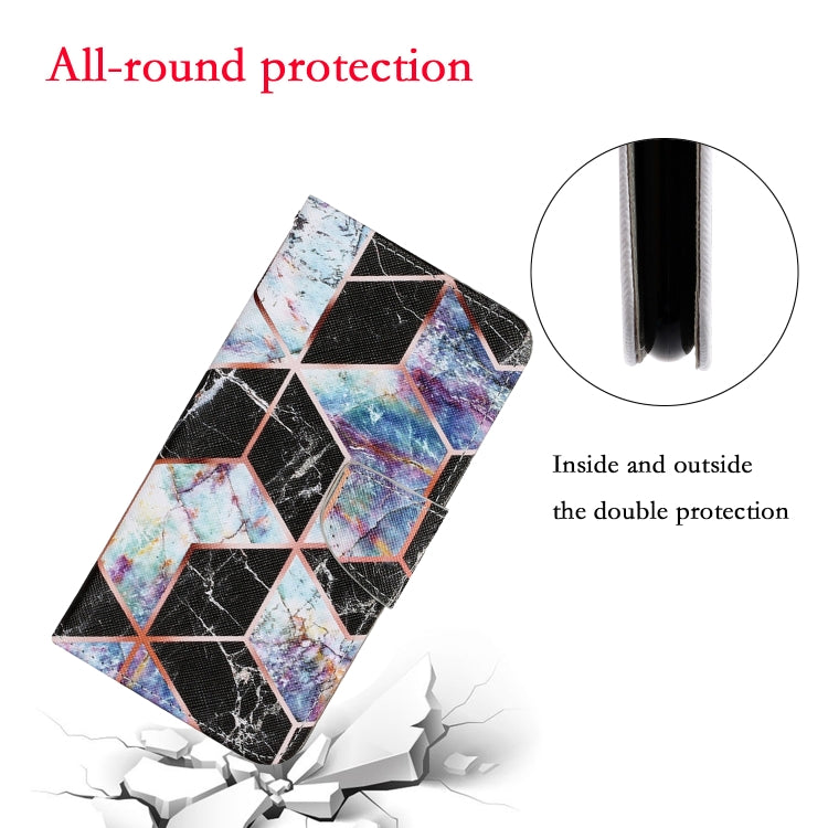 For Samsung Galaxy S21 FE Coloured Drawing Pattern Horizontal Flip PU Leather Case with Holder & Card Slots & Wallet & Lanyard(Black Marble) by buy2fix