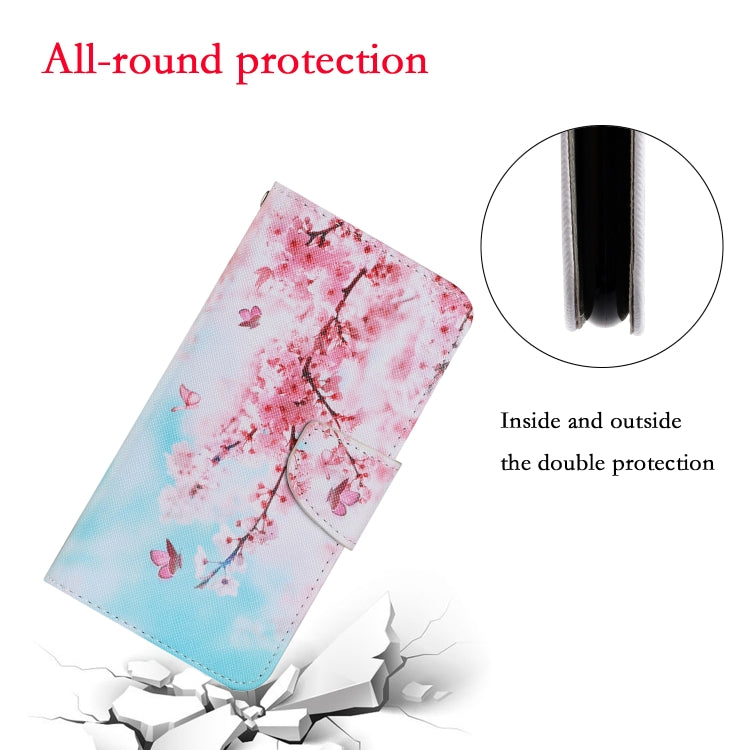 For Samsung Galaxy S21 FE Coloured Drawing Pattern Horizontal Flip PU Leather Case with Holder & Card Slots & Wallet & Lanyard(Cherry Blossoms) by buy2fix