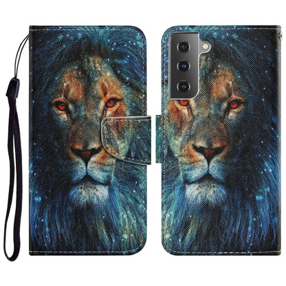For Samsung Galaxy S21 FE Coloured Drawing Pattern Horizontal Flip PU Leather Case with Holder & Card Slots & Wallet & Lanyard(Lion) by buy2fix