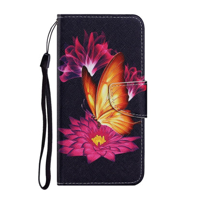 For Samsung Galaxy S21 FE Coloured Drawing Pattern Horizontal Flip PU Leather Case with Holder & Card Slots & Wallet & Lanyard(Big Golden Butterfly) by buy2fix