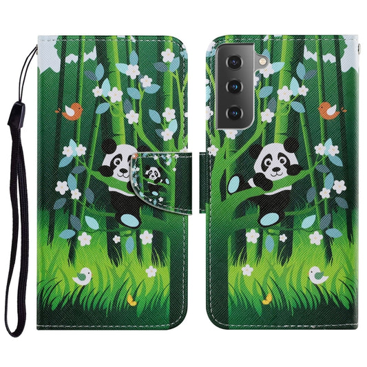 For Samsung Galaxy S21 FE Coloured Drawing Pattern Horizontal Flip PU Leather Case with Holder & Card Slots & Wallet & Lanyard(Panda) by buy2fix