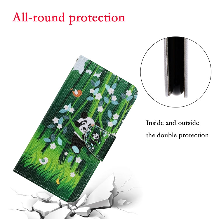 For Samsung Galaxy S21 FE Coloured Drawing Pattern Horizontal Flip PU Leather Case with Holder & Card Slots & Wallet & Lanyard(Panda) by buy2fix