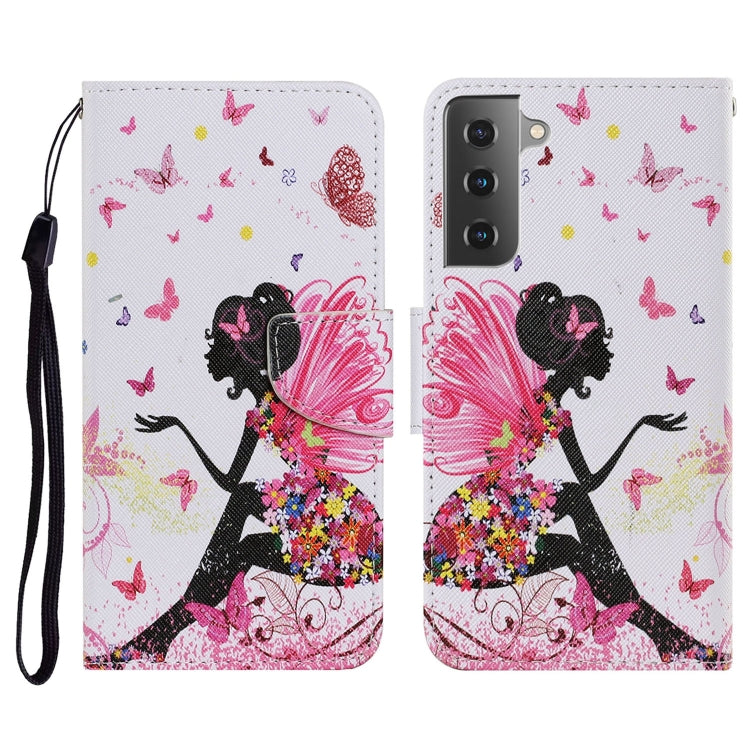 For Samsung Galaxy S21 FE Coloured Drawing Pattern Horizontal Flip PU Leather Case with Holder & Card Slots & Wallet & Lanyard(Dancing Girl) by buy2fix