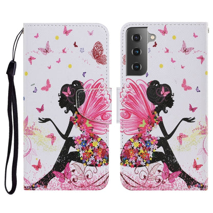 For Samsung Galaxy S21 FE Coloured Drawing Pattern Horizontal Flip PU Leather Case with Holder & Card Slots & Wallet & Lanyard(Dancing Girl) by buy2fix
