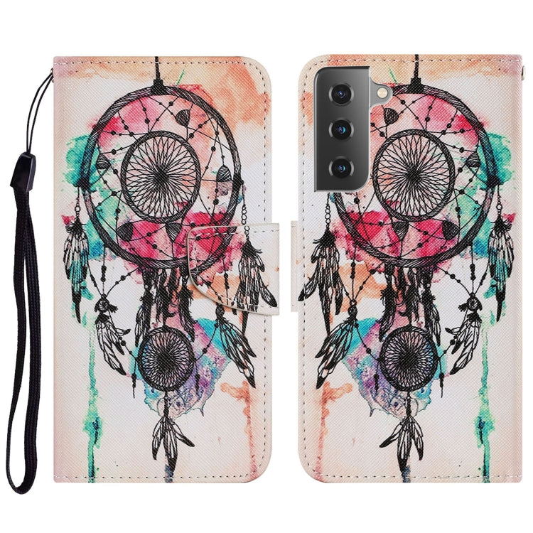 For Samsung Galaxy S21 FE Coloured Drawing Pattern Horizontal Flip PU Leather Case with Holder & Card Slots & Wallet & Lanyard(Wind Chimes) by buy2fix