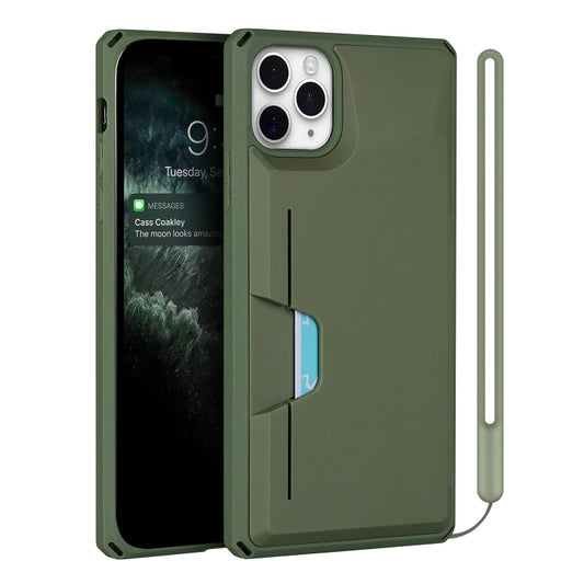 For iPhone 11 Pro Max Armor Shockproof TPU + PC Hard Case with Card Slot Holder (Green) - iPhone 11 Pro Max Cases by buy2fix | Online Shopping UK | buy2fix