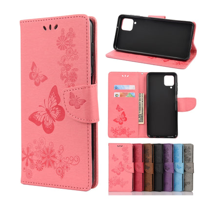 For Samsung Galaxy A12 5G Butterflies Embossing Horizontal Flip Leather Case with Holder & Card Slots & Wallet(Pink) by buy2fix
