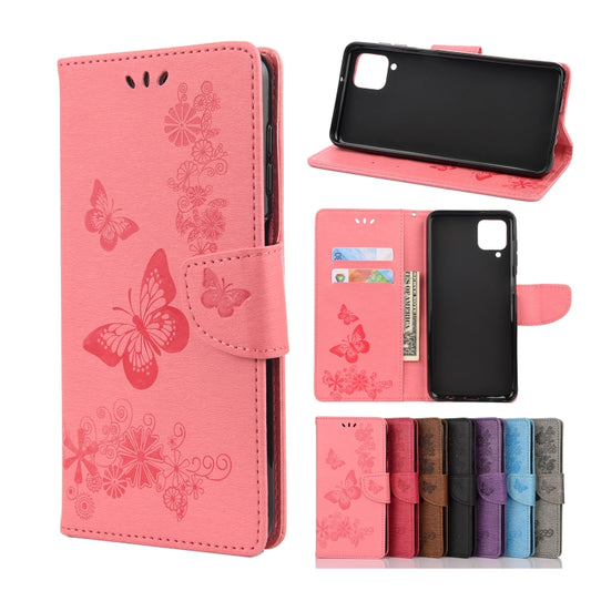 For Samsung Galaxy A12 5G Butterflies Embossing Horizontal Flip Leather Case with Holder & Card Slots & Wallet(Pink) by buy2fix