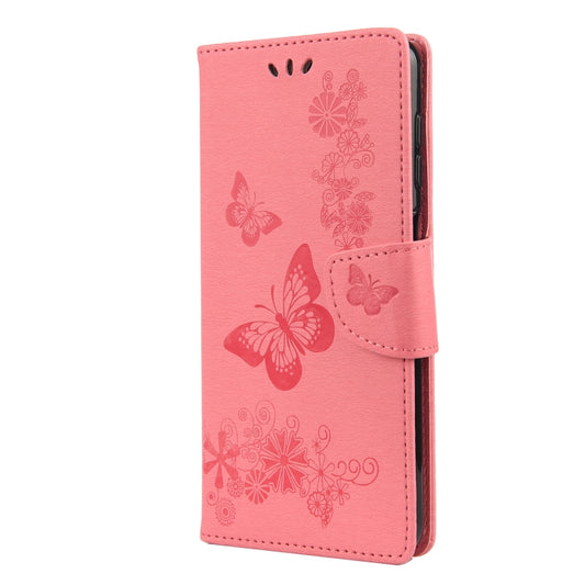 For Samsung Galaxy A12 5G Butterflies Embossing Horizontal Flip Leather Case with Holder & Card Slots & Wallet(Pink) by buy2fix