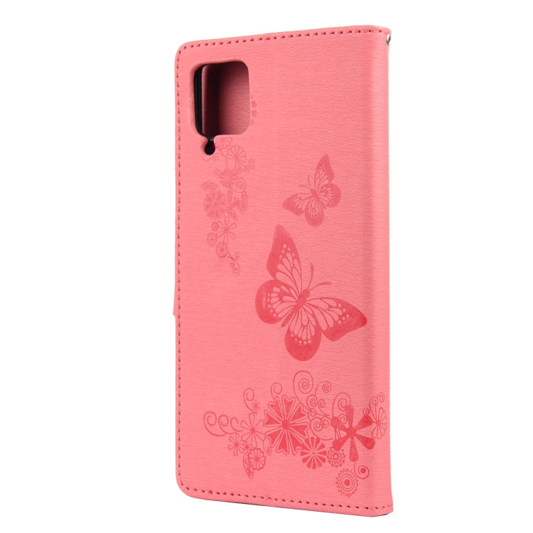 For Samsung Galaxy A12 5G Butterflies Embossing Horizontal Flip Leather Case with Holder & Card Slots & Wallet(Pink) by buy2fix