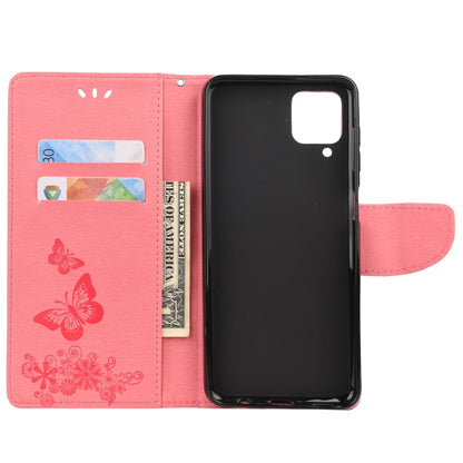 For Samsung Galaxy A12 5G Butterflies Embossing Horizontal Flip Leather Case with Holder & Card Slots & Wallet(Pink) by buy2fix