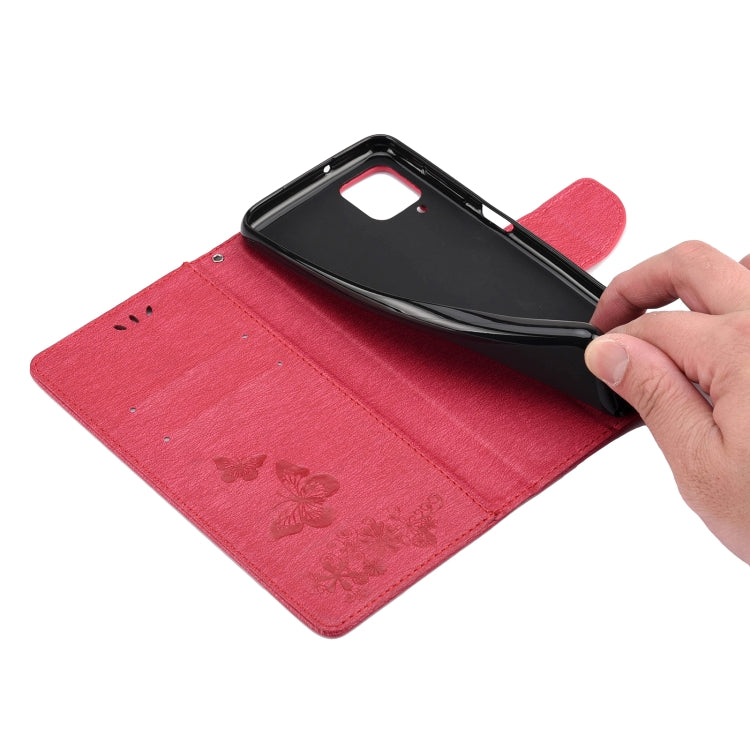 For Samsung Galaxy A12 5G Butterflies Embossing Horizontal Flip Leather Case with Holder & Card Slots & Wallet(Pink) by buy2fix