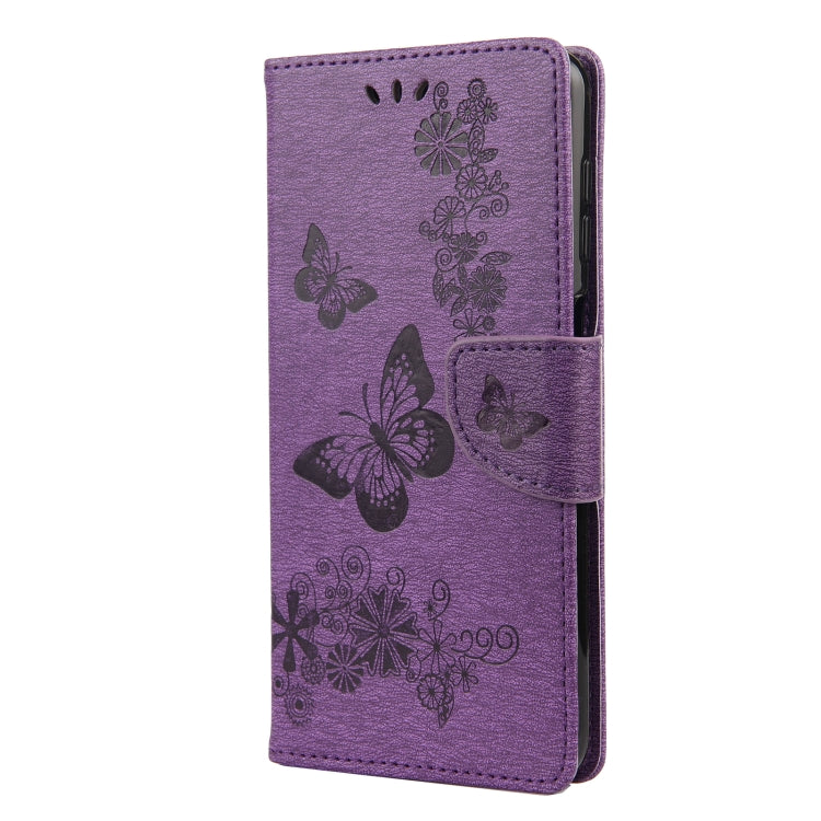 For Samsung Galaxy A12 5G Butterflies Embossing Horizontal Flip Leather Case with Holder & Card Slots & Wallet(Purple) by buy2fix
