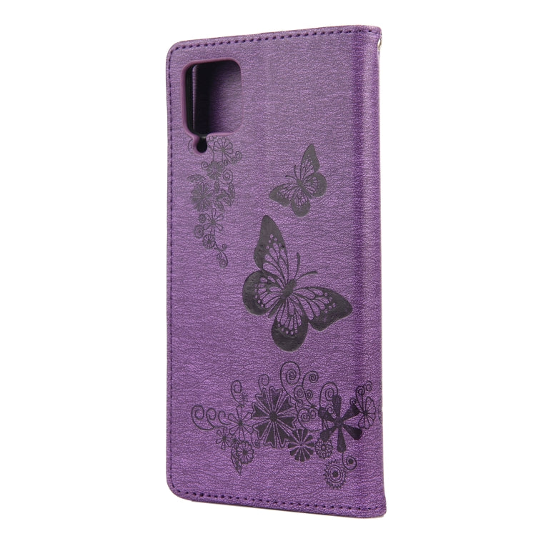 For Samsung Galaxy A12 5G Butterflies Embossing Horizontal Flip Leather Case with Holder & Card Slots & Wallet(Purple) by buy2fix