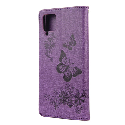 For Samsung Galaxy A12 5G Butterflies Embossing Horizontal Flip Leather Case with Holder & Card Slots & Wallet(Purple) by buy2fix