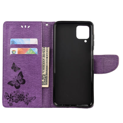For Samsung Galaxy A12 5G Butterflies Embossing Horizontal Flip Leather Case with Holder & Card Slots & Wallet(Purple) by buy2fix