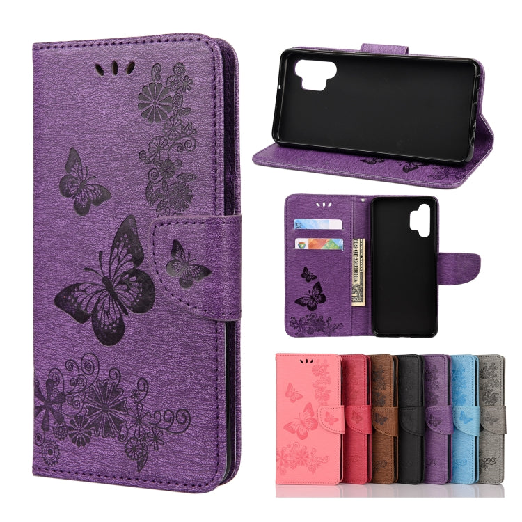 For Samsung Galaxy A32 4G Butterflies Embossing Horizontal Flip Leather Case with Holder & Card Slots & Wallet(Purple) by buy2fix