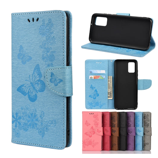 For Samsung Galaxy A32 5G Butterflies Embossing Horizontal Flip Leather Case with Holder & Card Slots & Wallet(Blue) by buy2fix