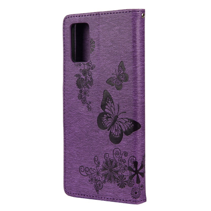 For Samsung Galaxy A32 5G Butterflies Embossing Horizontal Flip Leather Case with Holder & Card Slots & Wallet(Purple) by buy2fix
