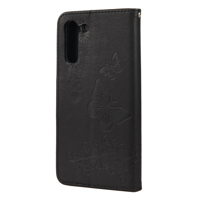 For Samsung Galaxy S21 FE Butterflies Embossing Horizontal Flip Leather Case with Holder & Card Slots & Wallet(Black) by buy2fix