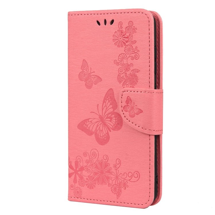 For Samsung Galaxy S21 FE Butterflies Embossing Horizontal Flip Leather Case with Holder & Card Slots & Wallet(Pink) by buy2fix