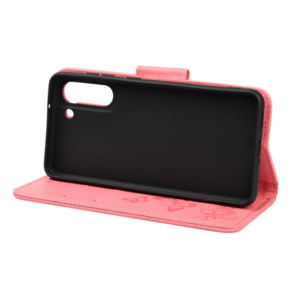 For Samsung Galaxy S21 FE Butterflies Embossing Horizontal Flip Leather Case with Holder & Card Slots & Wallet(Pink) by buy2fix