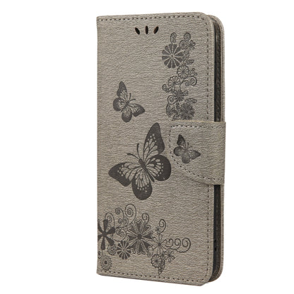 For Samsung Galaxy S21 FE Butterflies Embossing Horizontal Flip Leather Case with Holder & Card Slots & Wallet(Grey) by buy2fix