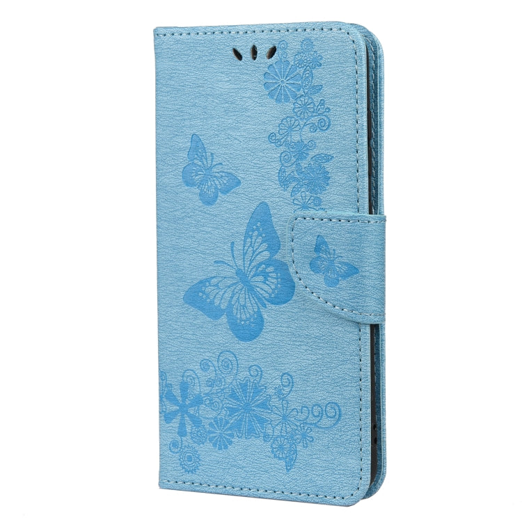 For Samsung Galaxy S21 FE Butterflies Embossing Horizontal Flip Leather Case with Holder & Card Slots & Wallet(Blue) by buy2fix