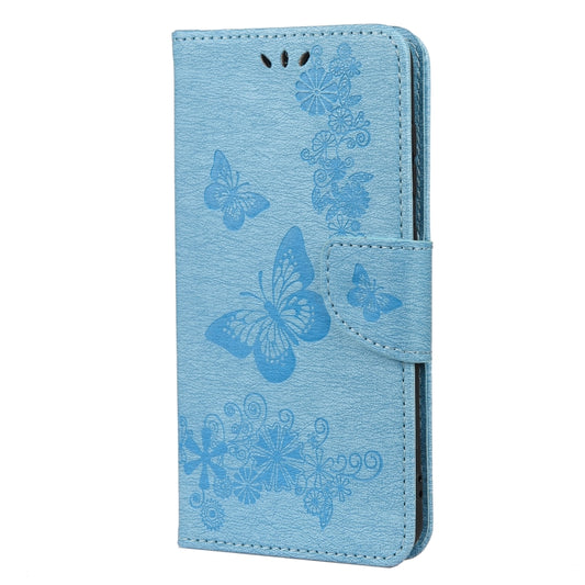 For Samsung Galaxy S21 FE Butterflies Embossing Horizontal Flip Leather Case with Holder & Card Slots & Wallet(Blue) by buy2fix