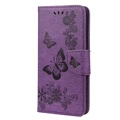 For Samsung Galaxy S21 FE Butterflies Embossing Horizontal Flip Leather Case with Holder & Card Slots & Wallet(Purple) by buy2fix