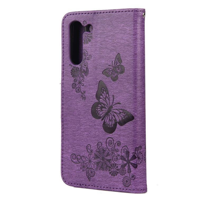 For Samsung Galaxy S21 FE Butterflies Embossing Horizontal Flip Leather Case with Holder & Card Slots & Wallet(Purple) by buy2fix