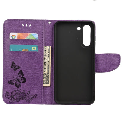 For Samsung Galaxy S21 FE Butterflies Embossing Horizontal Flip Leather Case with Holder & Card Slots & Wallet(Purple) by buy2fix