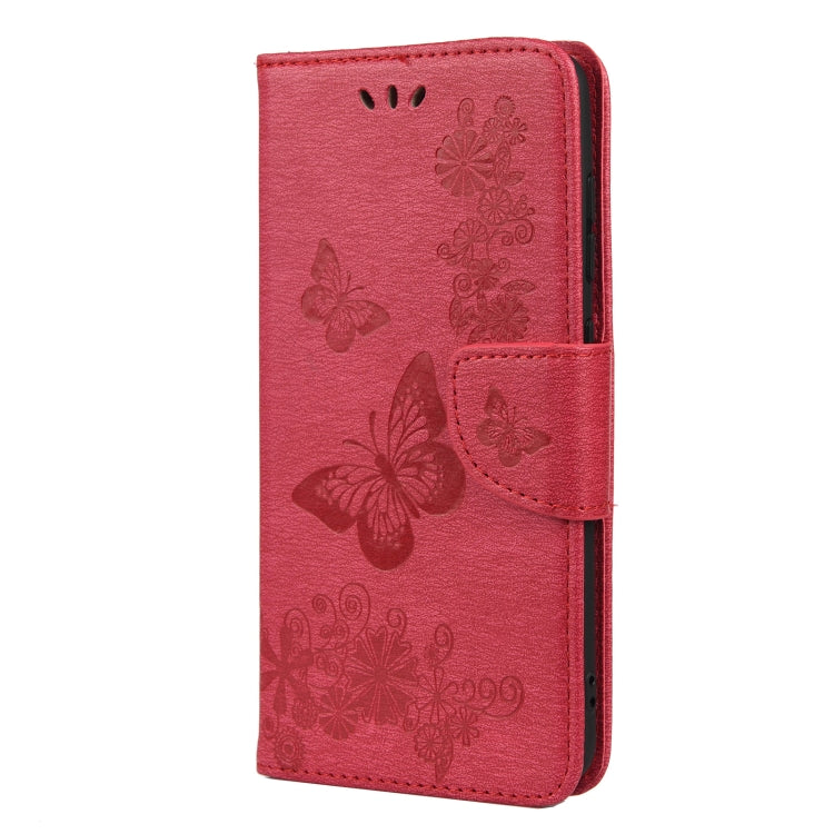 For Samsung Galaxy S21 FE Butterflies Embossing Horizontal Flip Leather Case with Holder & Card Slots & Wallet(Red) by buy2fix