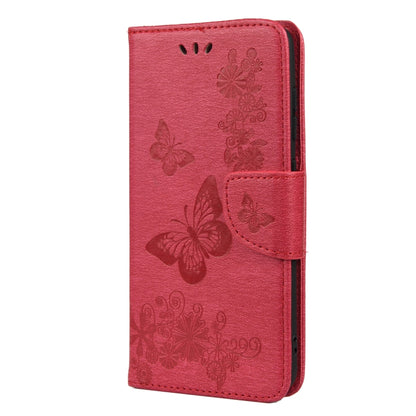 For Samsung Galaxy S21 FE Butterflies Embossing Horizontal Flip Leather Case with Holder & Card Slots & Wallet(Red) by buy2fix