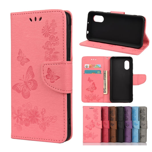 For Samsung Galaxy Xcover 5 Butterflies Embossing Horizontal Flip Leather Case with Holder & Card Slots & Wallet(Pink) by buy2fix