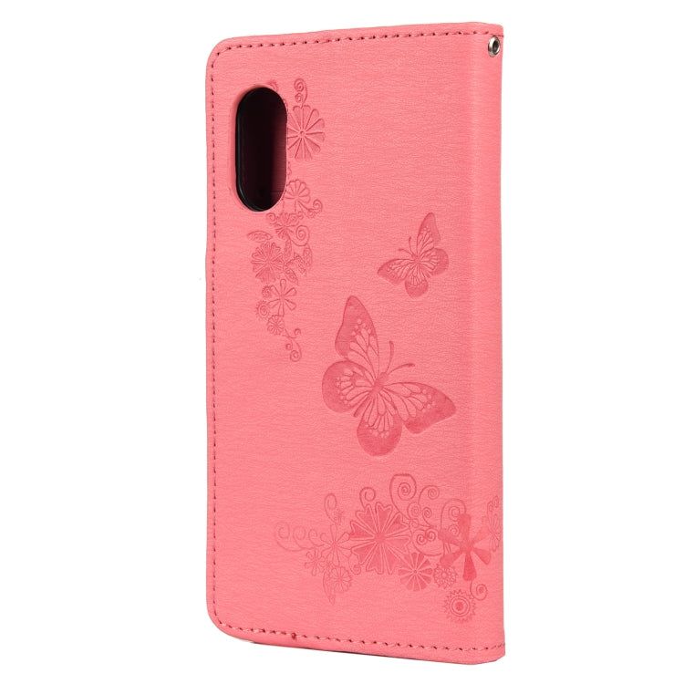 For Samsung Galaxy Xcover 5 Butterflies Embossing Horizontal Flip Leather Case with Holder & Card Slots & Wallet(Pink) by buy2fix