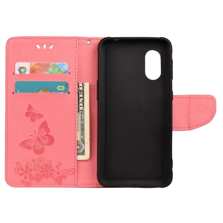 For Samsung Galaxy Xcover 5 Butterflies Embossing Horizontal Flip Leather Case with Holder & Card Slots & Wallet(Pink) by buy2fix