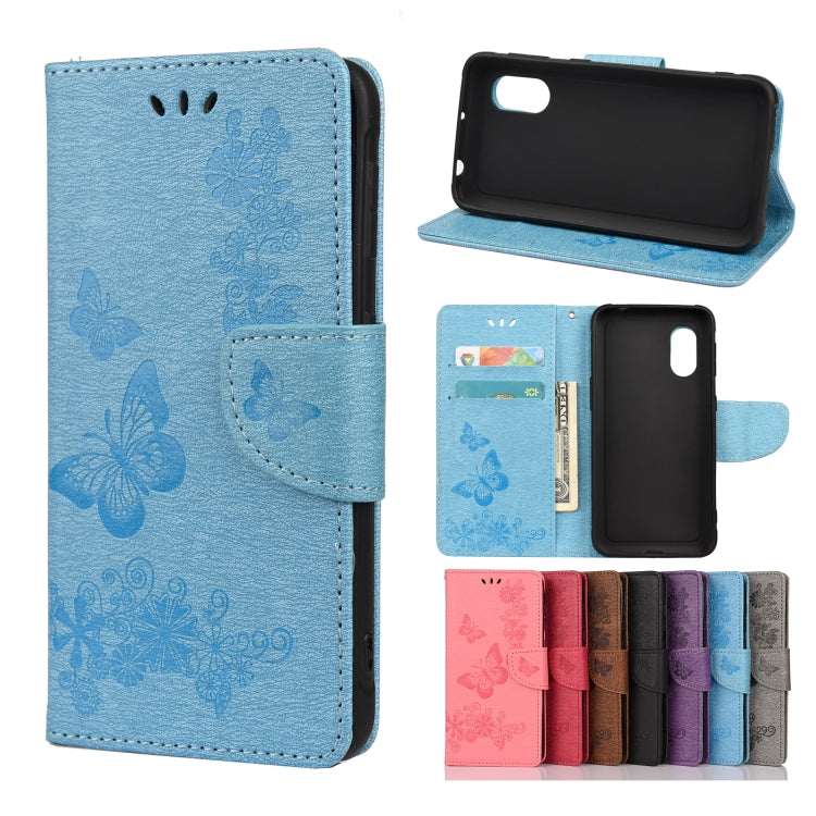 For Samsung Galaxy Xcover 5 Butterflies Embossing Horizontal Flip Leather Case with Holder & Card Slots & Wallet(Blue) by buy2fix