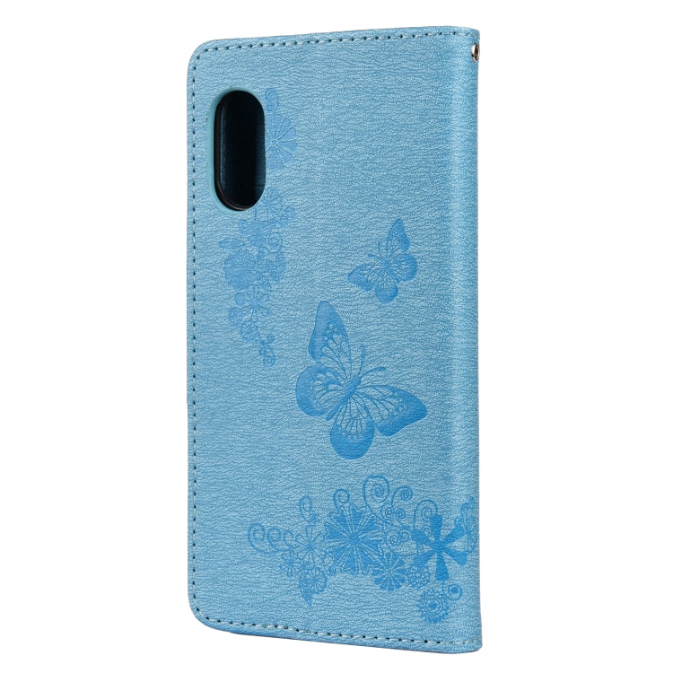 For Samsung Galaxy Xcover 5 Butterflies Embossing Horizontal Flip Leather Case with Holder & Card Slots & Wallet(Blue) by buy2fix