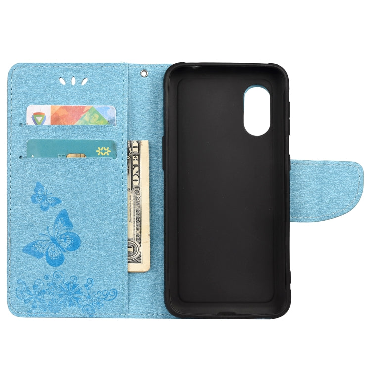 For Samsung Galaxy Xcover 5 Butterflies Embossing Horizontal Flip Leather Case with Holder & Card Slots & Wallet(Blue) by buy2fix