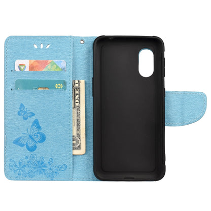For Samsung Galaxy Xcover 5 Butterflies Embossing Horizontal Flip Leather Case with Holder & Card Slots & Wallet(Blue) by buy2fix